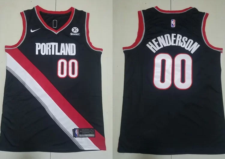 Mens Portland Trail Blazers #00 Scoot Henderson Black Icon Edition Swingman Jersey