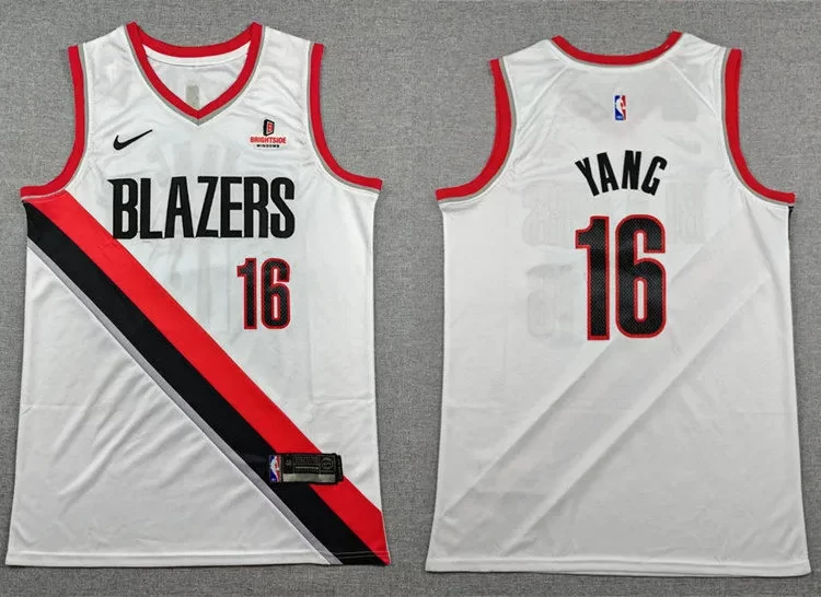 Mens Portland Trail Blazers #16 Hansen Yang White Association Edition Player Jersey