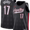 Mens Portland Trail Blazers #17 Shaedon Sharpe Black 2024-25 City Edition Swingman Jersey