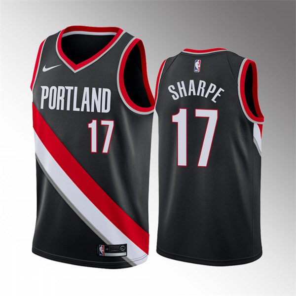 Mens Portland Trail Blazers #17 Shaedon Sharpe Black Icon Edition Swingman Jersey