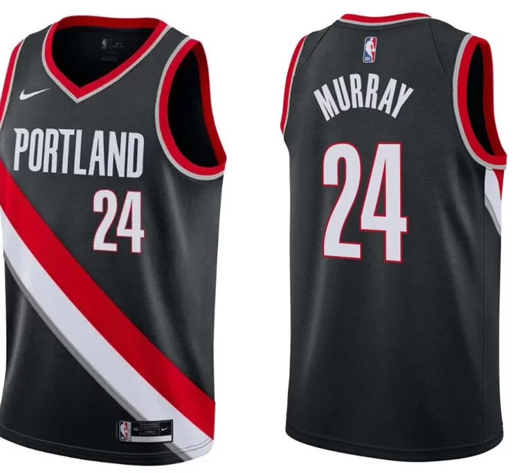 Mens Portland Trail Blazers #24 Kris Murray Black Icon Edition Swingman Jersey