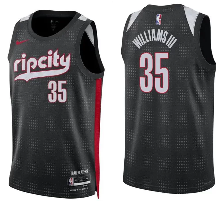 Mens Portland Trail Blazers #35 Robert Williams III Black 2024-25 City Edition Swingman Jersey