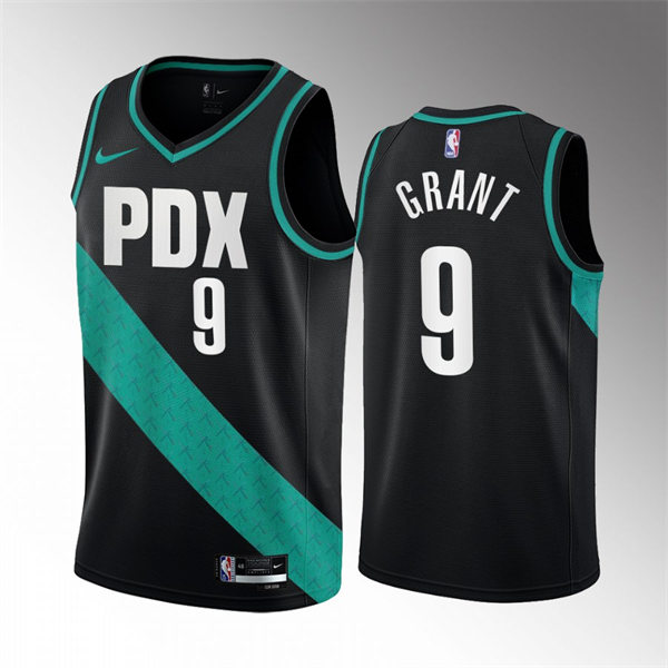 Mens Portland Trail Blazers #9 Jerami Grant Black 2022-23 City Edition Jersey