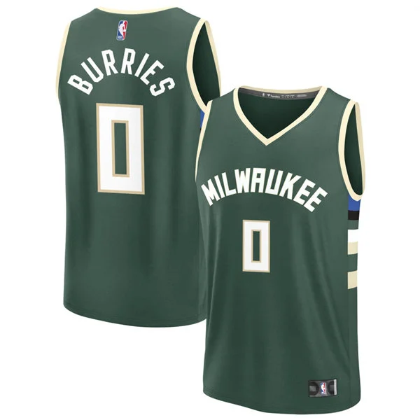 Mens Milwaukee Bucks #0 Brayden Burries Green Icon Edition SwingmanJersey