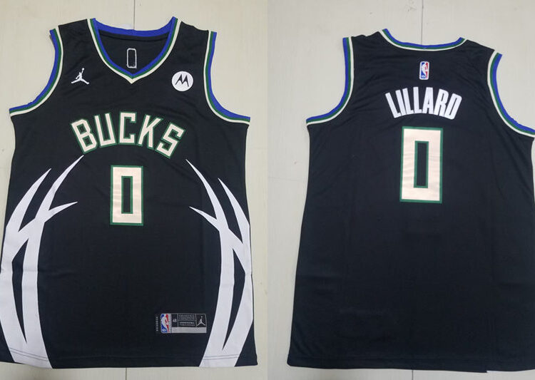 Mens Milwaukee Bucks #0 Damian Lillard Black Statement Edition Swingman Jersey
