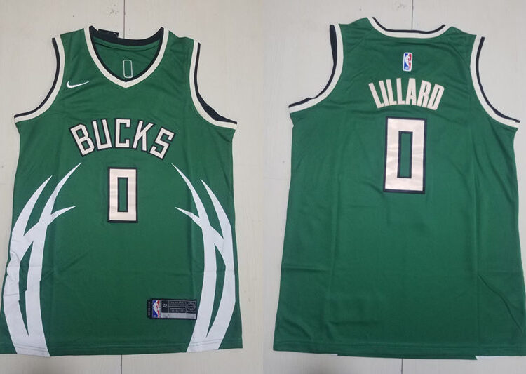 Mens Milwaukee Bucks #0 Damian Lillard Green 2021 Earned Edition Swingman Jersey