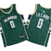 Mens Milwaukee Bucks #0 Damian Lillard Hunter Green Icon Edition Player Jersey