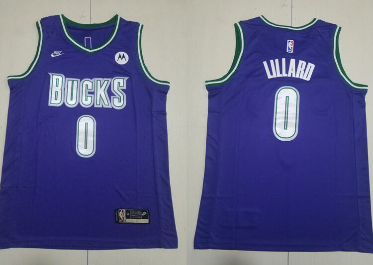 Mens Milwaukee Bucks #0 Damian Lillard Purple 2022-23 Classic Edition Swingman Jersey