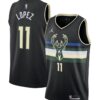 Mens Milwaukee Bucks #11 Brook Lopez Jordan Brand Black Statement Edition Swingman Jersey