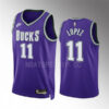 Mens Milwaukee Bucks #11 Brook Lopez Nike Purple 2022-23 Classic Edition Swingman Jersey