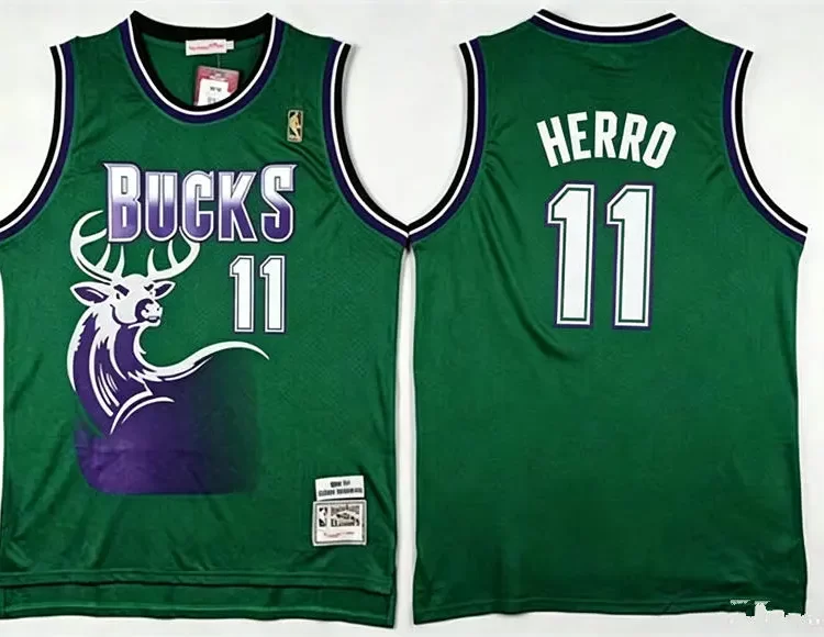 Mens Milwaukee Bucks #11 Tyler Herro Gereen Hardwood Classics Jersey