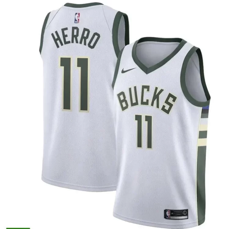 Mens Milwaukee Bucks #11 Tyler Herro Nike White Association Edition Swingman Jersey