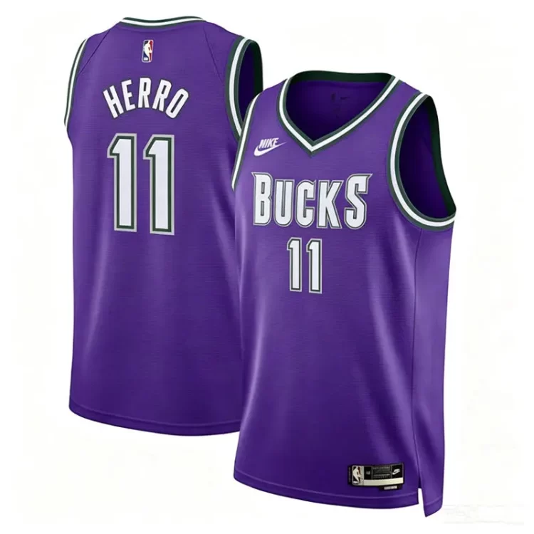 Mens Milwaukee Bucks #11 Tyler Herro Purple Classic Edition Jersey