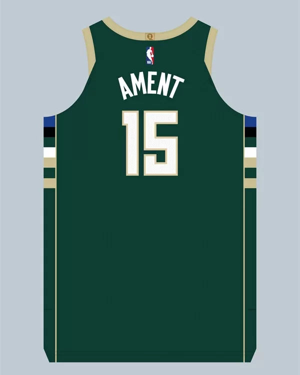 Mens Milwaukee Bucks #15 Nate Ament Green Icon Edition Swingman Jersey