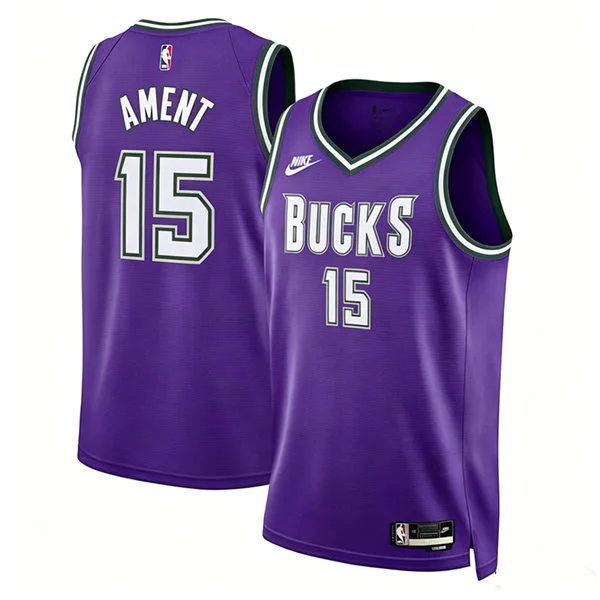Mens Milwaukee Bucks #15 Nate Ament Purple Classic Edition Jersey