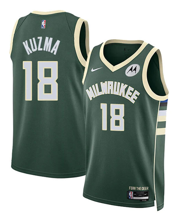 Mens Milwaukee Bucks #18 Kyle Kuzma Hunter Green Icon Edition Player Jersey