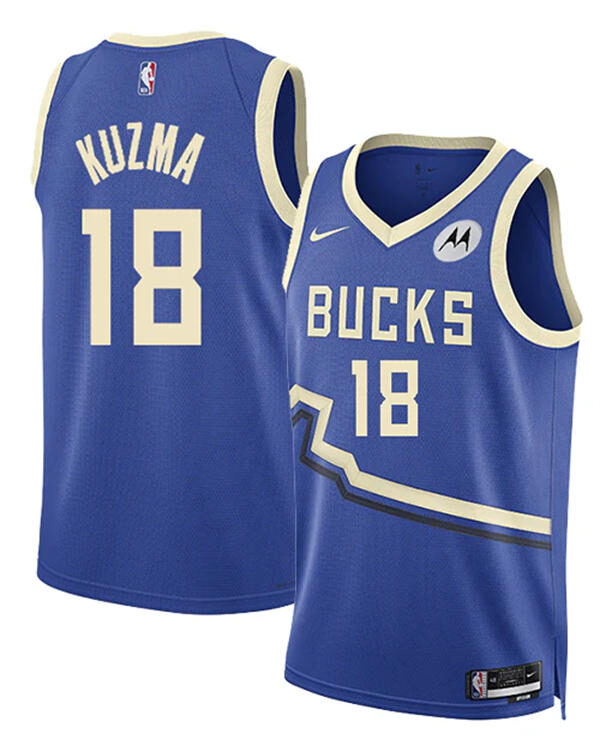 Mens Milwaukee Bucks #18 Kyle Kuzma Royal 2024-25 City Edition Jersey