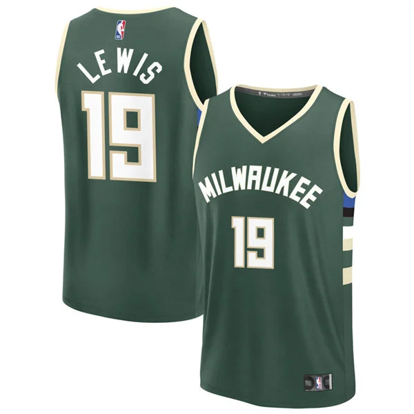 Mens Milwaukee Bucks #19 Malique Lewis Green Icon Edition Swingman Jersey