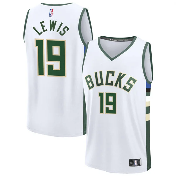 Mens Milwaukee Bucks #19 Malique Lewis Nike White Association Edition Swingman Jersey
