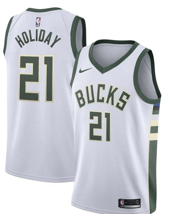 Mens Milwaukee Bucks #21 Jrue Holiday Nike White Association Edition Swingman Jersey