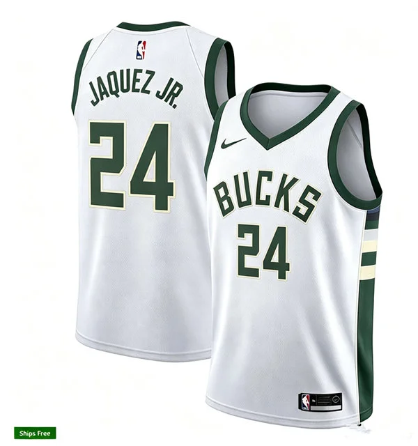 Mens Milwaukee Bucks #24 Jaime Jaquez Jr. Nike White Association Edition Swingman Jersey