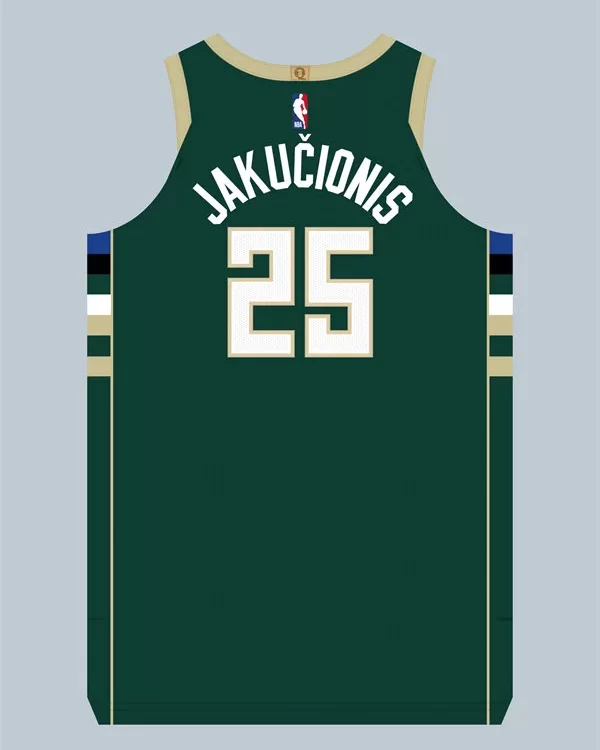 Mens Milwaukee Bucks #25 Kasparas Jakucionis Green Icon Edition Swingman Jersey