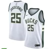 Mens Milwaukee Bucks #25 Kasparas Jakucionis Nike White Association Edition Swingman Jersey