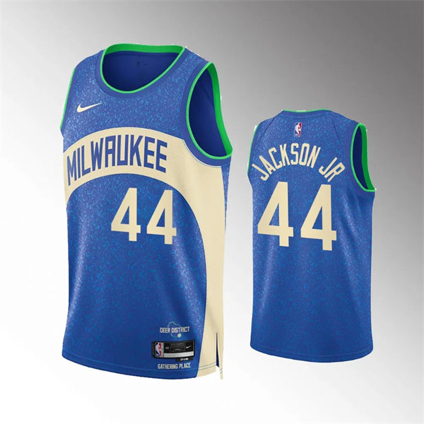 Mens Milwaukee Bucks #44 Andre Jackson Jr. Royal 2023-24 City Edition Jersey