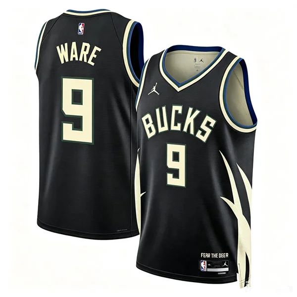 Mens Milwaukee Bucks #9 Kel'el Ware Black Statement Edition Swingman Jersey