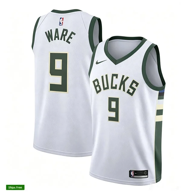 Mens Milwaukee Bucks #9 Kel'el Ware Nike White Association Edition Swingman Jersey