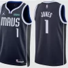 Mens Dallas Mavericks #1 Tyus Jones Navy Statement Edition Swingman Jersey