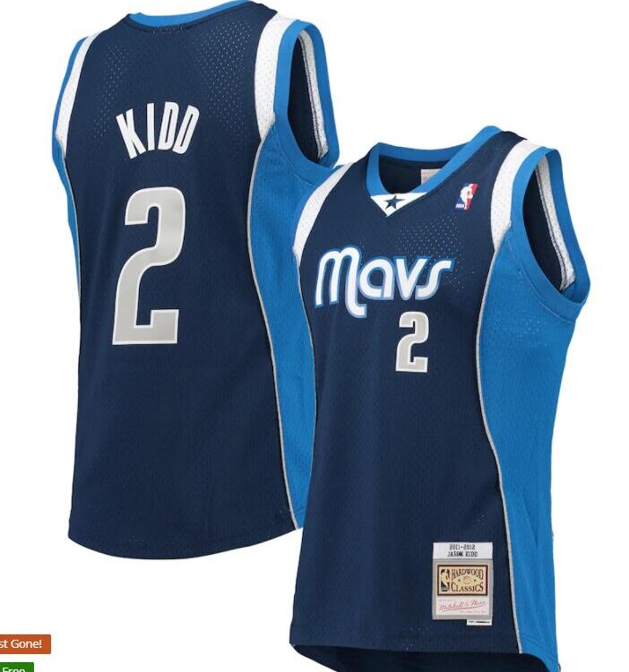 Mens Dallas Mavericks Retired Player #2 Jason Kidd Mitchell & Ness Navy 2011-12 Hardwood Classics Swingman Jersey