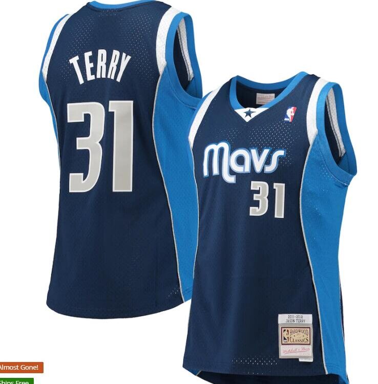 Mens Dallas Mavericks Retired Player #31 Jason Terry Mitchell & Ness Navy 2011-12 Hardwood Classics Swingman Jersey