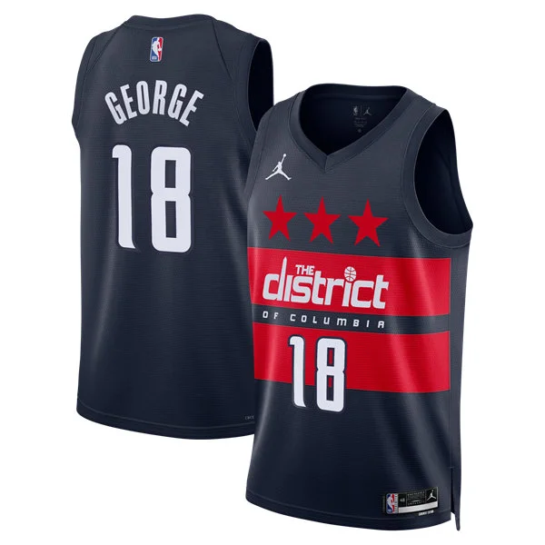 Mens Washington Wizards #18 Kyshawn George Navy Statement Edition Swingman Jersey