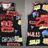 Men's Chicago Bulls #23 Michael Jordan 1997-98 Mitchell&Ness Graffiti Jersey Black