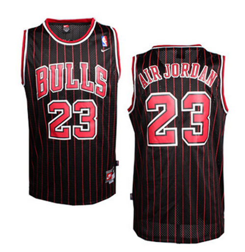 Men's Chicago Bulls #23 Michael Jordan Air Jordan Black Pinstripe Jersey