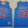Mens Chicago Bulls #23 Michael Jordan Mitchell & Ness Blue Red Pinstripe 1995-96 Hardwood Classics Reload Jersey