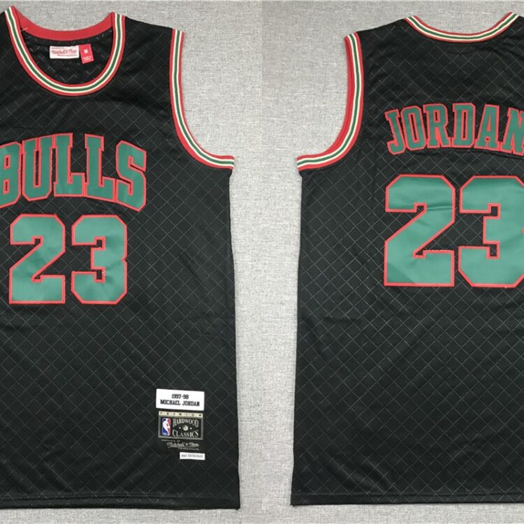 Mens Chicago Bulls #23 Michael Jordan  Mitchell & Ness Neapolitan Black Hardwood Classic Jersey