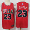 Men's Chicago Bulls #23 Michael Jordan Nike Red NBA Larry O'Brien Championship Trophy Jersey