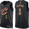 Mens Cleveland Cavaliers #1 James Harden Black Statement Edition Swingman Jersey