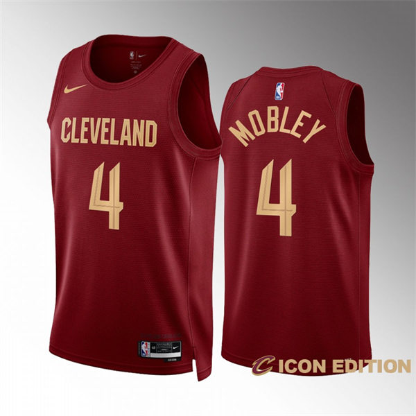 Mens Cleveland Cavaliers #4 Evan Mobley Burgundy Icon Edition Swingman Jersey
