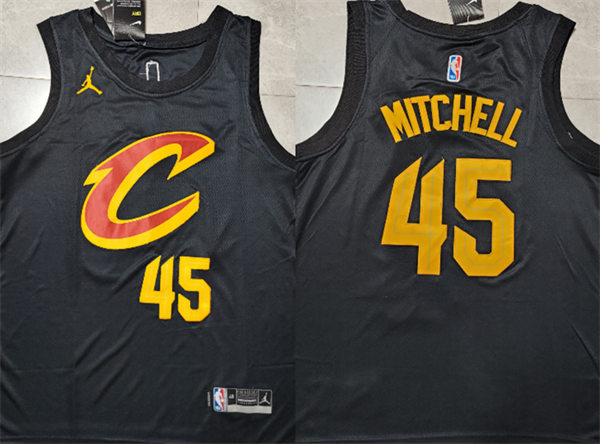 Mens Cleveland Cavaliers #45 Donovan Mitchell Black Statement Edition Swingman Jersey