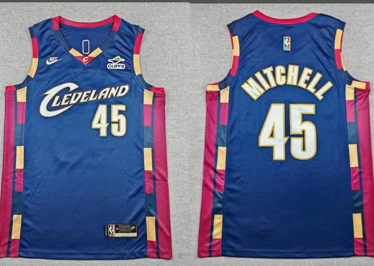 Mens Cleveland Cavaliers #45 Donovan Mitchell Nike Navy Classic Edition Swingman Jersey