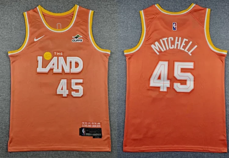 Mens Cleveland Cavaliers #45 Donovan Mitchell Nike Orange 2025-26 City Edition Swingman Jersey
