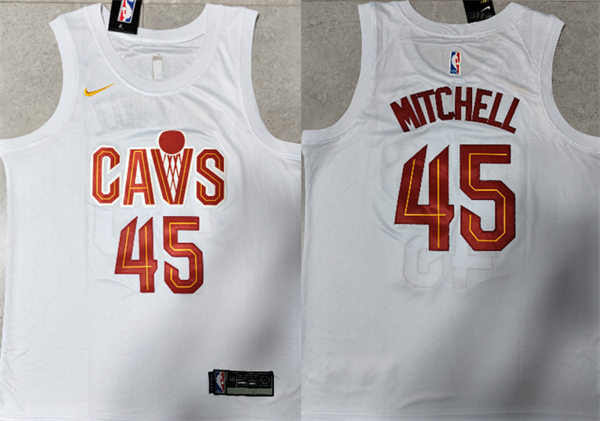 Mens Cleveland Cavaliers #45 Donovan Mitchell White Association Edition Swingman Jersey