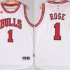 Men's Chicago Bulls #1 Derrick Rose Revolution 30 Swingman 2015 White Jersey
