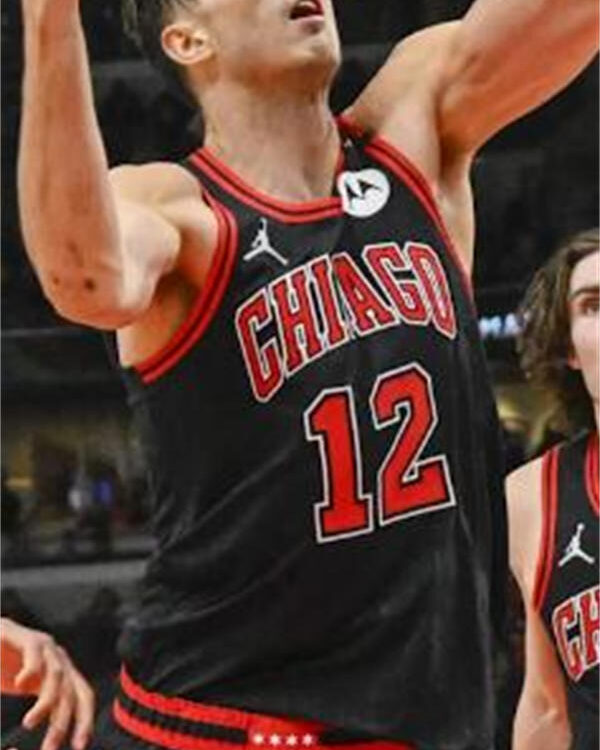 Mens Chicago Bulls #12 Zach Collins Black Statement Edition Swingman Jersey
