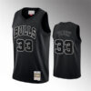 Mens Chicago Bulls #33 Scottie Pippen Mitchell & Ness 1997-98 Black Out Hardwood Classics Jersey