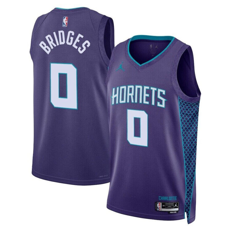 Men's Charlotte Hornets #0 Miles Bridges Purple Statement Edition Swingman Jersey