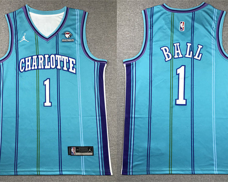Men's Charlotte Hornets #1 LaMelo Ball 2023-24 Teal Classic Edition Swingman Jersey